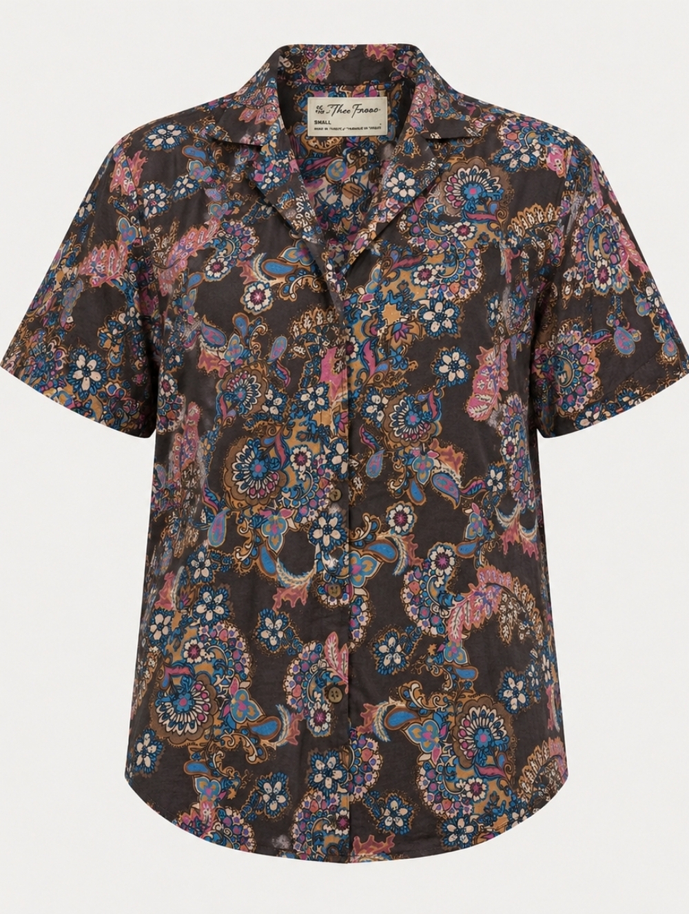 #1134 NWOT We The Free Paisley Button Front Blouse Boho, Oversized